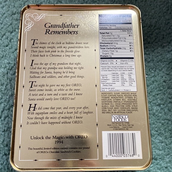 Vintage 1994 Oreo Cookie Tin Holiday - Unlock The Magic 🎅🎄 - Picture 2 of 9
